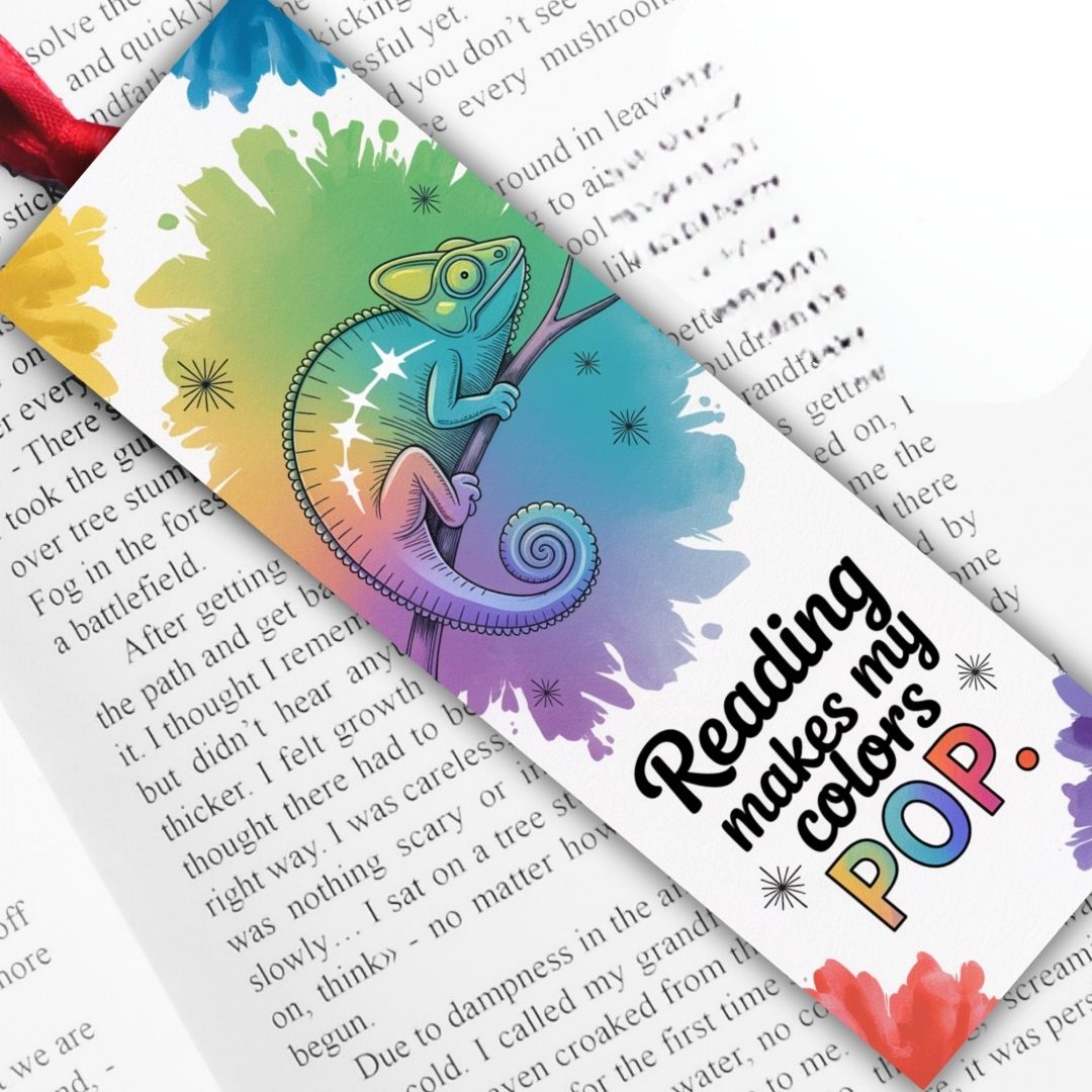 Bookmark with quote 'Reading makes my colors POP"