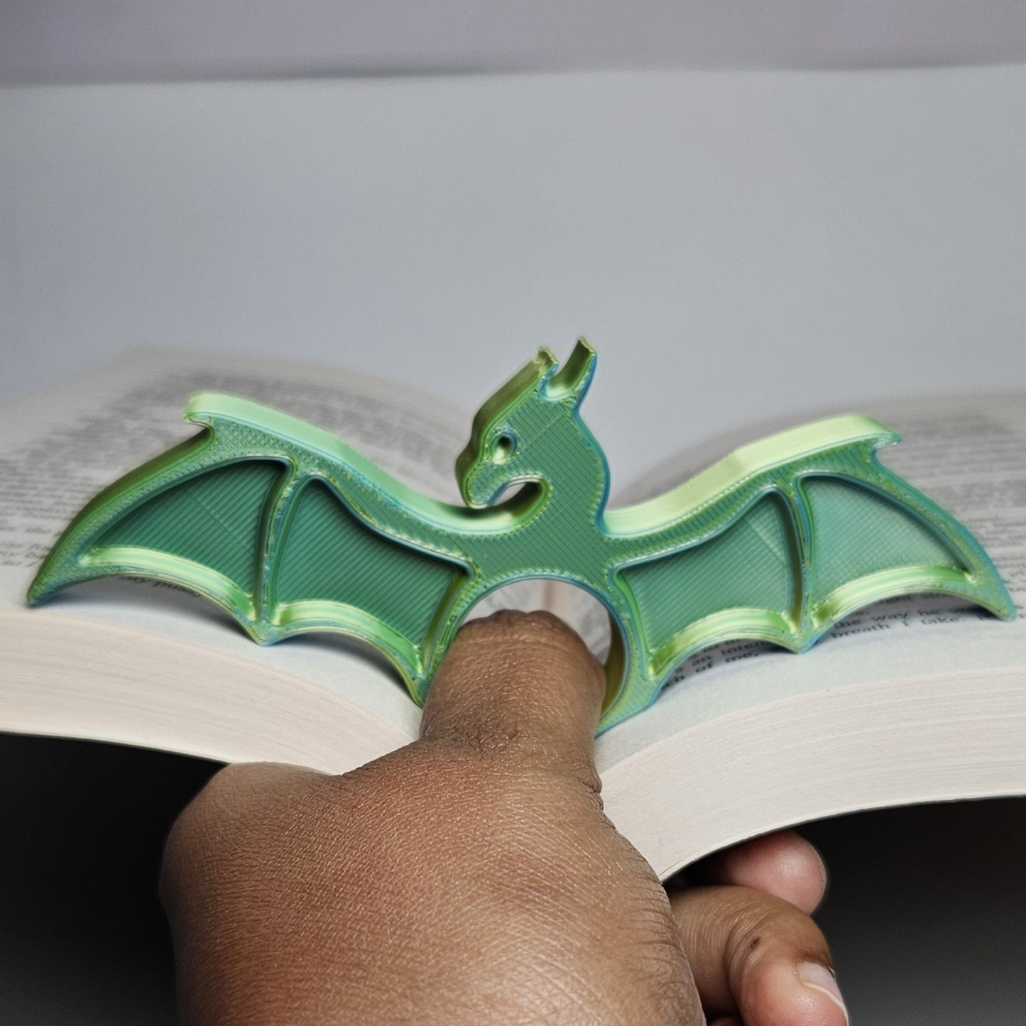 Thumb Book Page Holder - Dragon - Blue Green Iridescent
