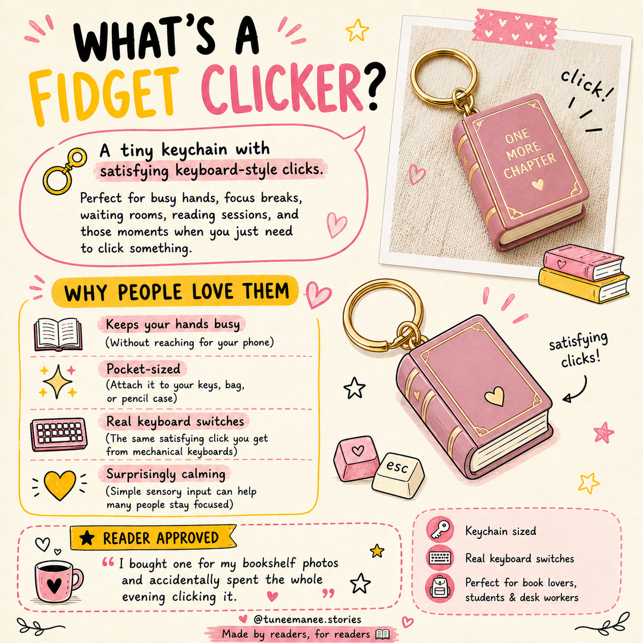 Book Fidget Clicker – Cute, Satisfying, Bookish! 📚 - Pink