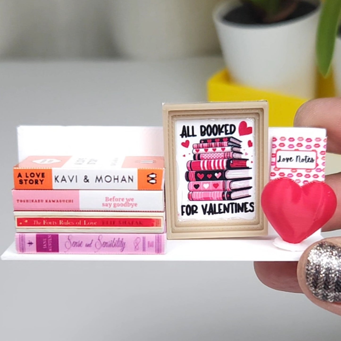 Valentine’s Day Mini Bookshelf Magnet – Custom Book Lover Gift 💖