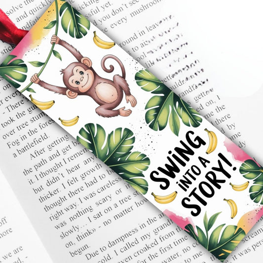 Bookmark with quote "Swing into a Story"