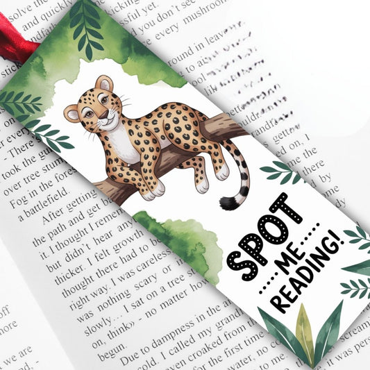 Bookmark with quote "Spot Me Reading"