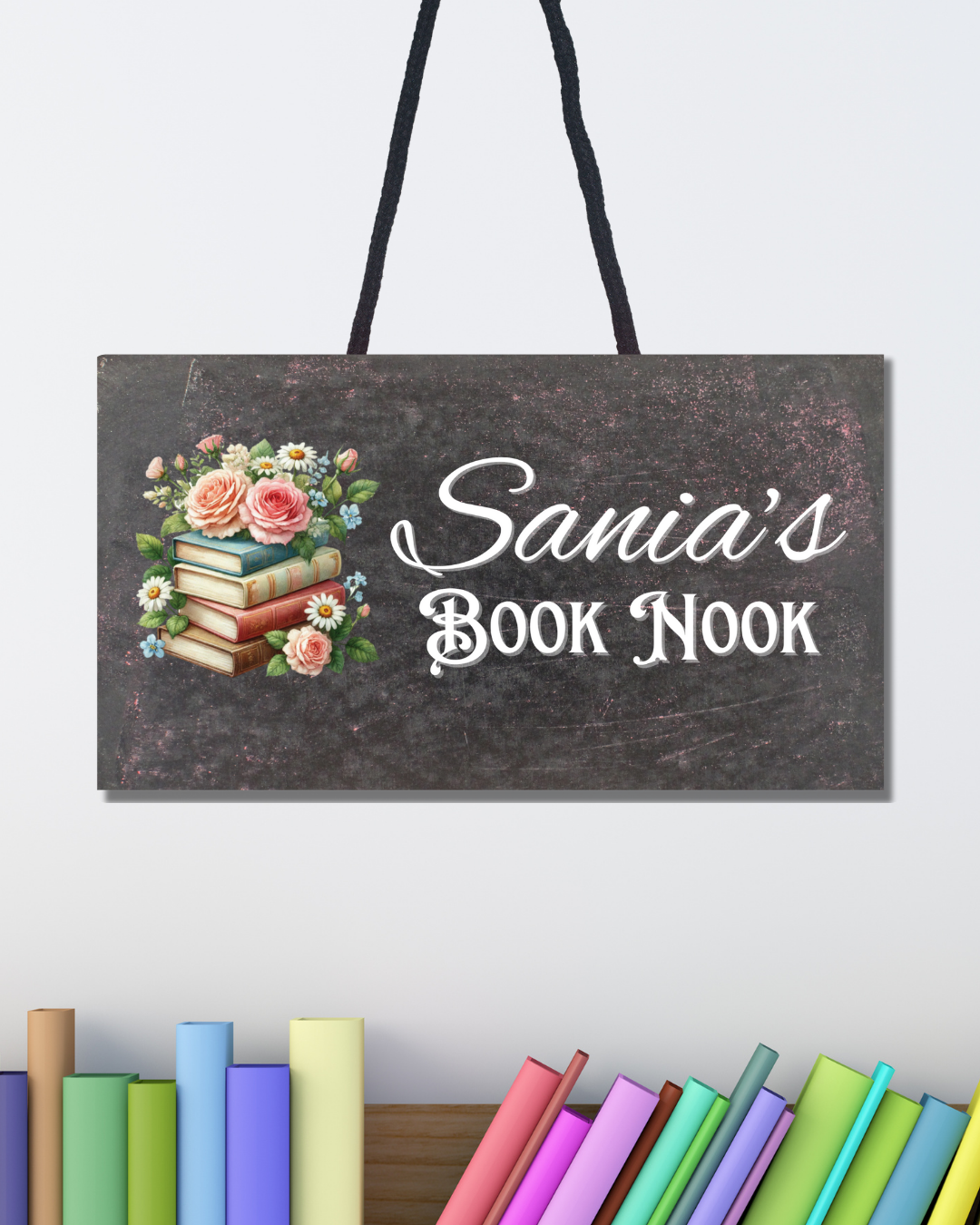 Personalized "Booknook" Hanging Board - Custom Name MDF Sign