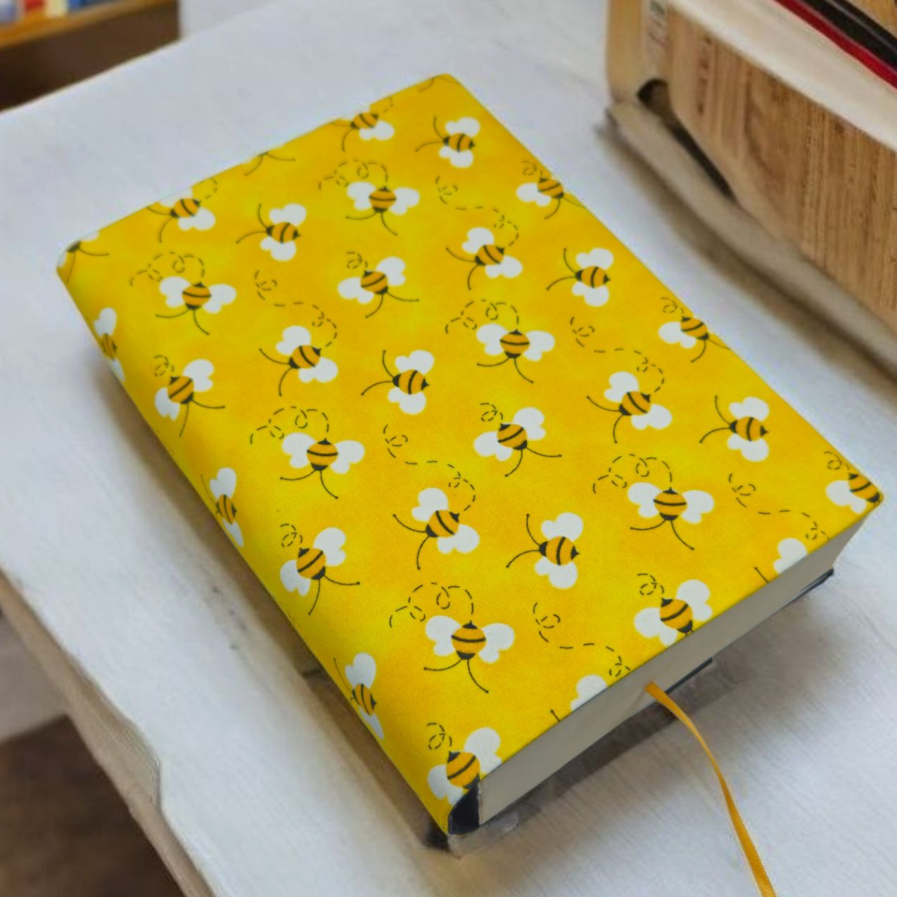 Honeybee Fabric Dust Jacket — Protect Your Books in Style