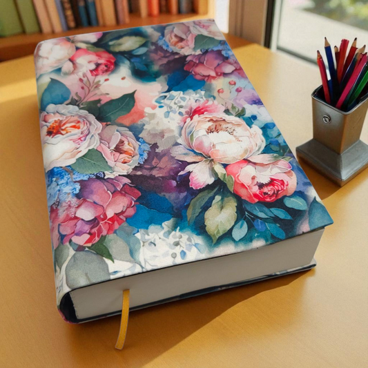 Watercolour Floral Fabric Dust Jacket — Protect Your Books in Style