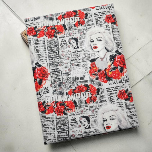 Vintage Hollywood Rose Book Fabric Dust Jacket — Protect Your Books in Style