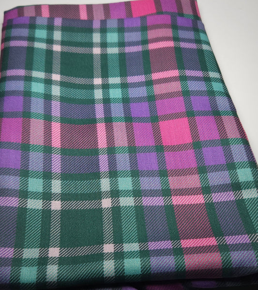 Madras Checks Amethyst Fabric Dust Jacket — Protect Your Books in Style