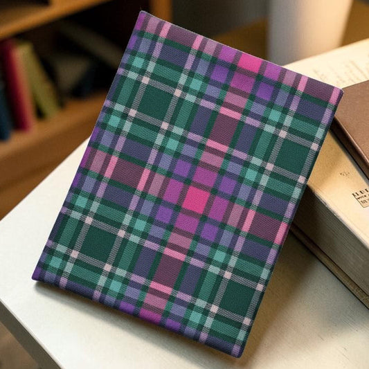 Madras Checks Amethyst Fabric Dust Jacket — Protect Your Books in Style