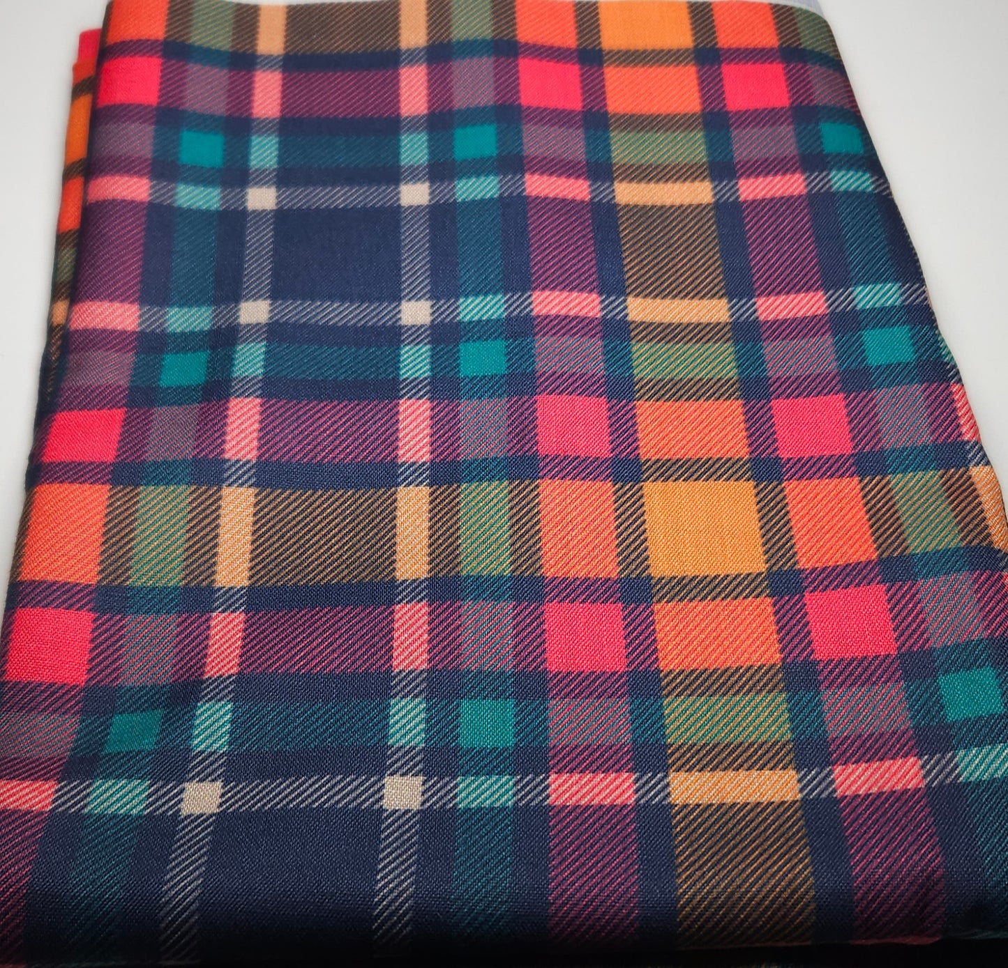 Madras Checks Sapphire Fabric Dust Jacket — Protect Your Books in Style