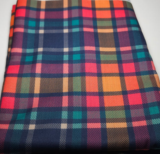 Madras Checks Sapphire Fabric Dust Jacket — Protect Your Books in Style