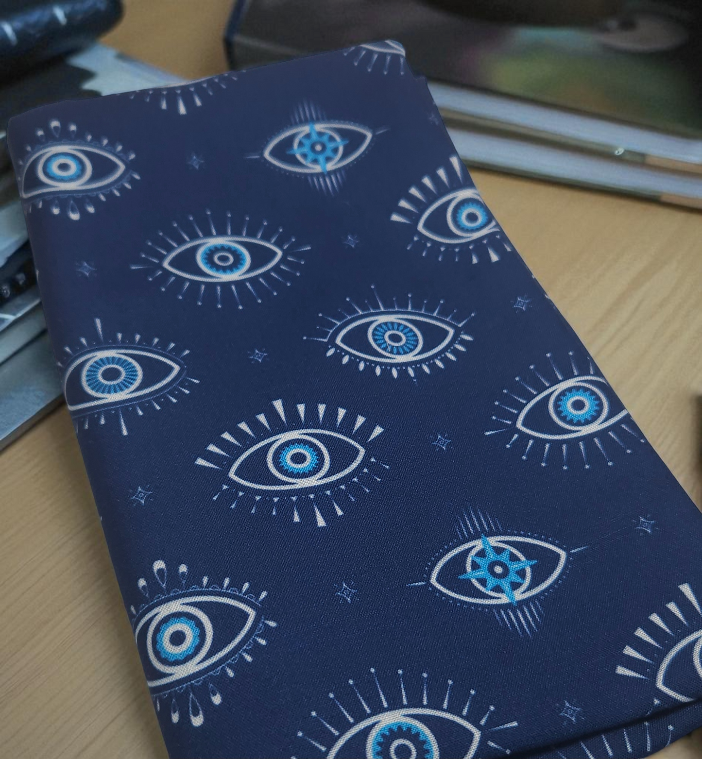 Nazar Evil Eye Fabric Dust Jacket — Protect Your Books in Style