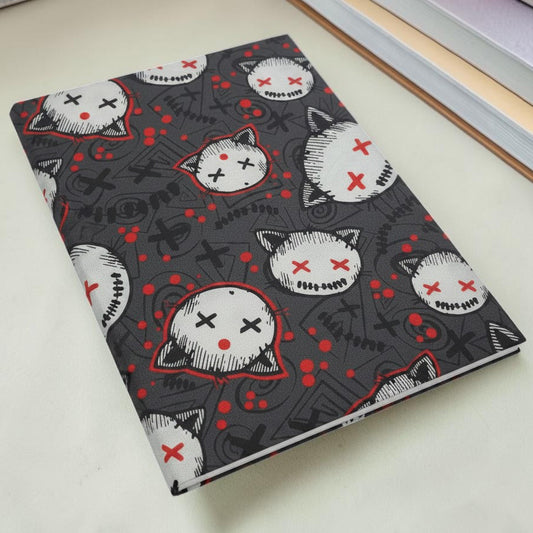Dark Gothic Cat Fabric Dust Jacket — Protect Your Books in Style