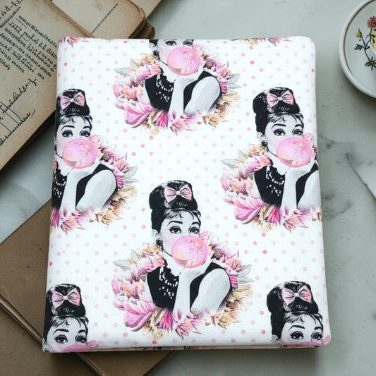 Audrey Hepburn Inspired Fabric Dust Jacket — Protect Your Books in Style