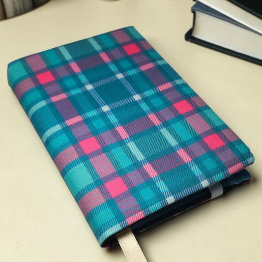 Madras Checks Emerald Fabric Dust Jacket — Protect Your Books in Style
