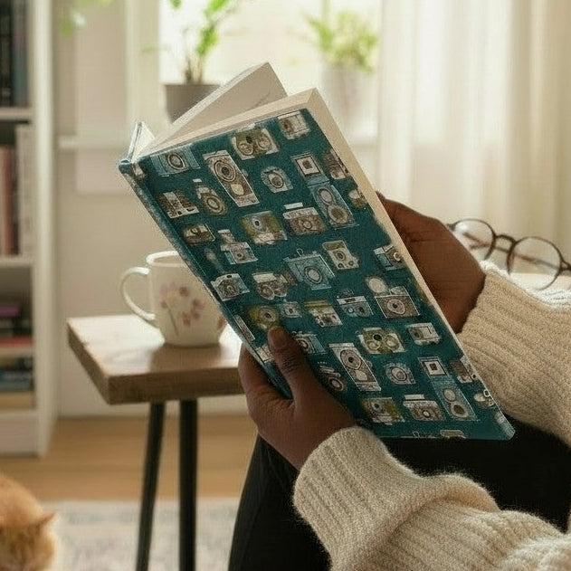 Camera Fabric Dust Jacket — Protect Your Books in Style - Gift for Photographer Reader