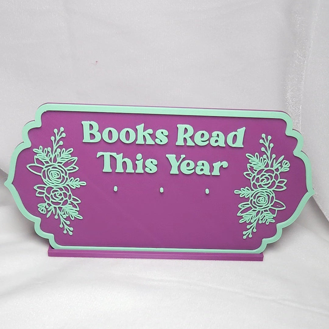 Book Reading Tracker / Counter Sign - Purple & Mint
