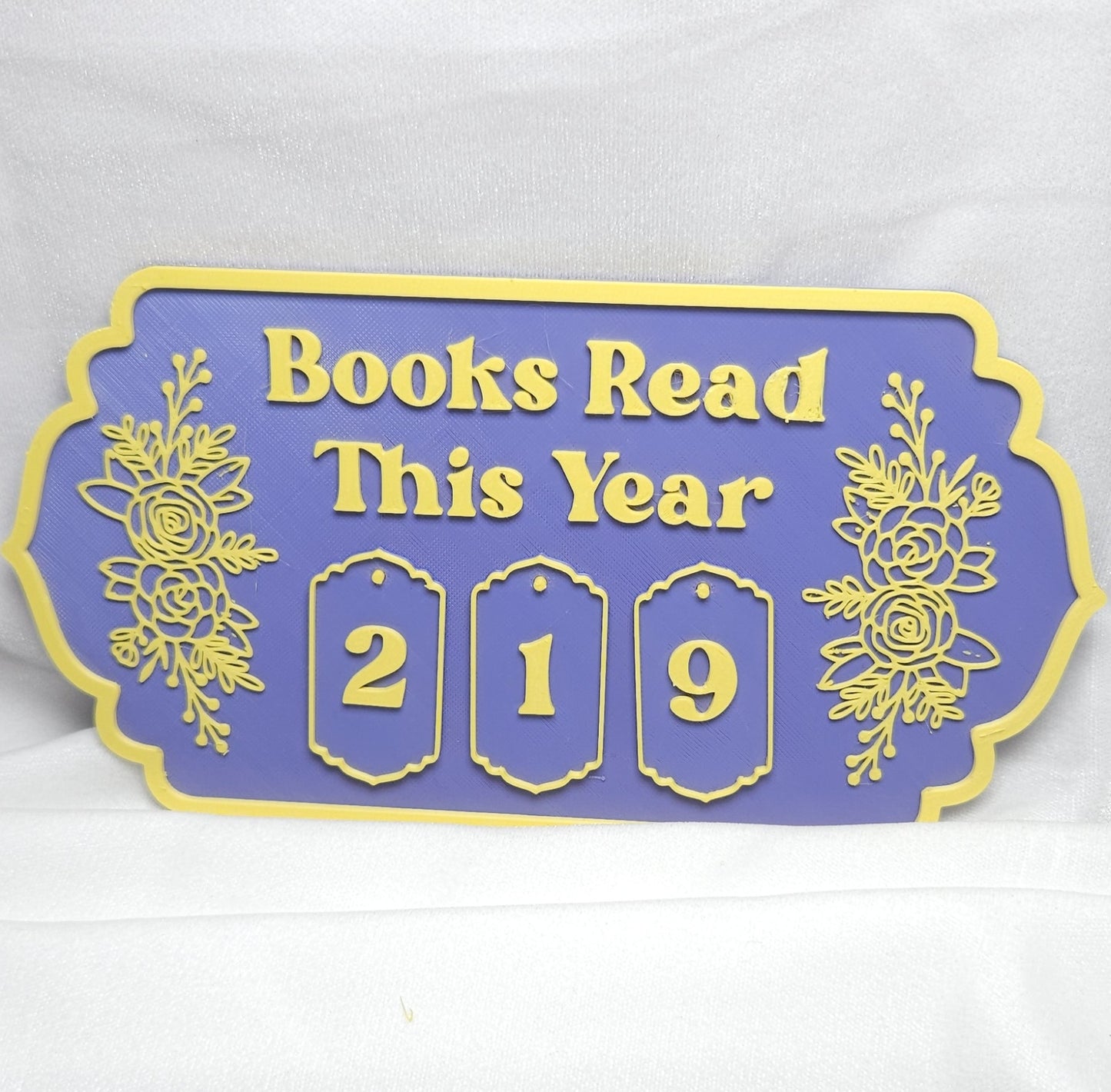 Book Reading Tracker / Counter Sign - Lilac & Yellow