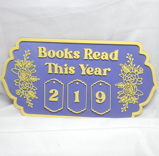 Book Reading Tracker / Counter Sign - Lilac & Yellow