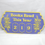 Book Reading Tracker / Counter Sign - Lilac & Yellow