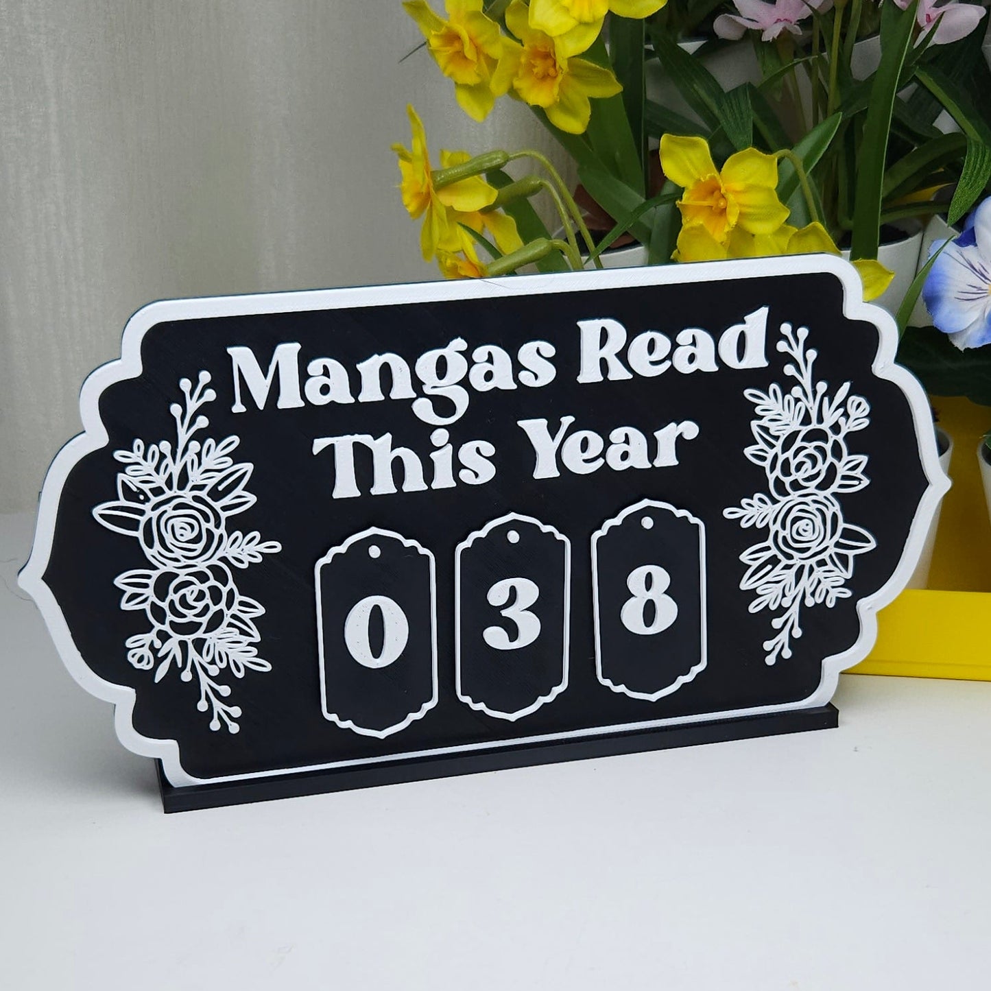 Manga Book Reading Tracker / Counter Sign - Black and White