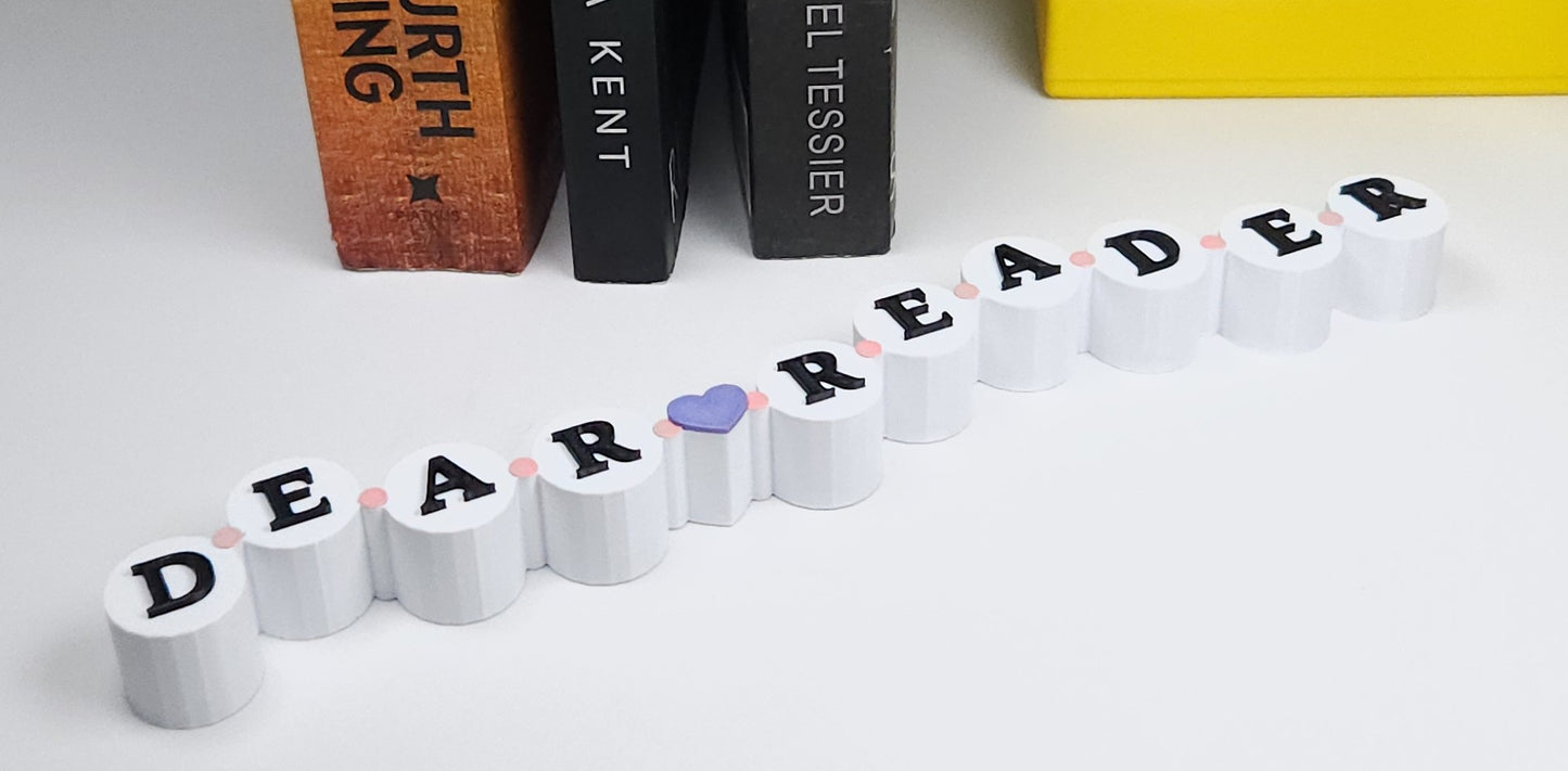 Dear Reader Bookshelf Sign | Bookish Shelf Décor Inspired by Friendship Bracelet Beads