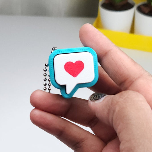 Speech Bubble with Heart Clicker Keychain