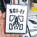 Bookshelf Sci-Fi Genre Divider Sign | 3D Printed Bookish Shelf Sign | Book Organizer Black White Sign
