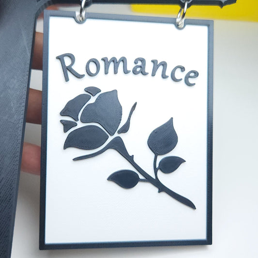 Bookshelf Romance Genre Divider Sign | 3D Printed Bookish Shelf Sign | Book Organizer Black White Sign