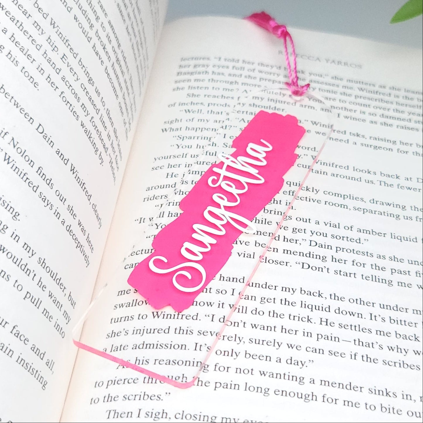 Personalised Acrylic Name Bookmark with Tassel | Custom Book Lover Gift Hot Pink