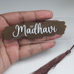 Personalised Acrylic Name Bookmark with Tassel | Custom Book Lover Gift Brown