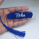 Personalised Acrylic Name Bookmark with Tassel | Custom Book Lover Gift Royal Blue