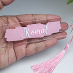 Personalised Acrylic Name Bookmark with Tassel | Custom Book Lover Gift Baby Pink