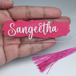 Personalised Acrylic Name Bookmark with Tassel | Custom Book Lover Gift Hot Pink