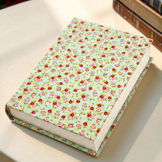Mint Meadow Floral Book Fabric Dust Jacket — Protect Your Books in Style