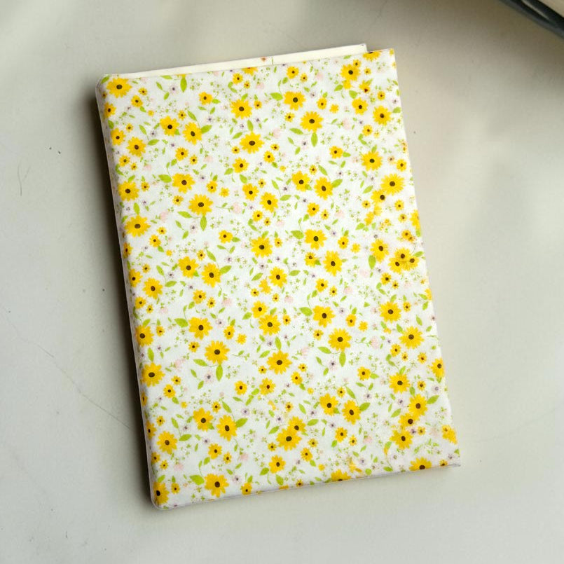 Sunny Daisy Field Book Fabric Dust Jacket — Protect Your Books in Style