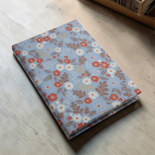 Dusty Blue Meadow Book Fabric Dust Jacket — Protect Your Books in Style