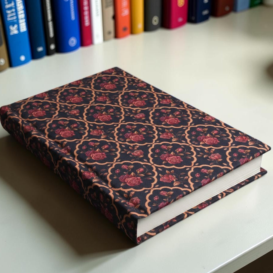 Dark Academia Rose Fabric Dust Jacket — Protect Your Books in Style