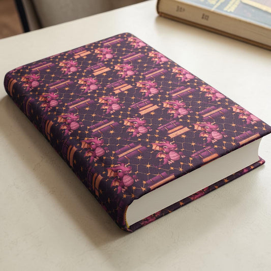 Fantasy Baby Dragon Bookish Fabric Dust Jacket — Protect Your Books in Style