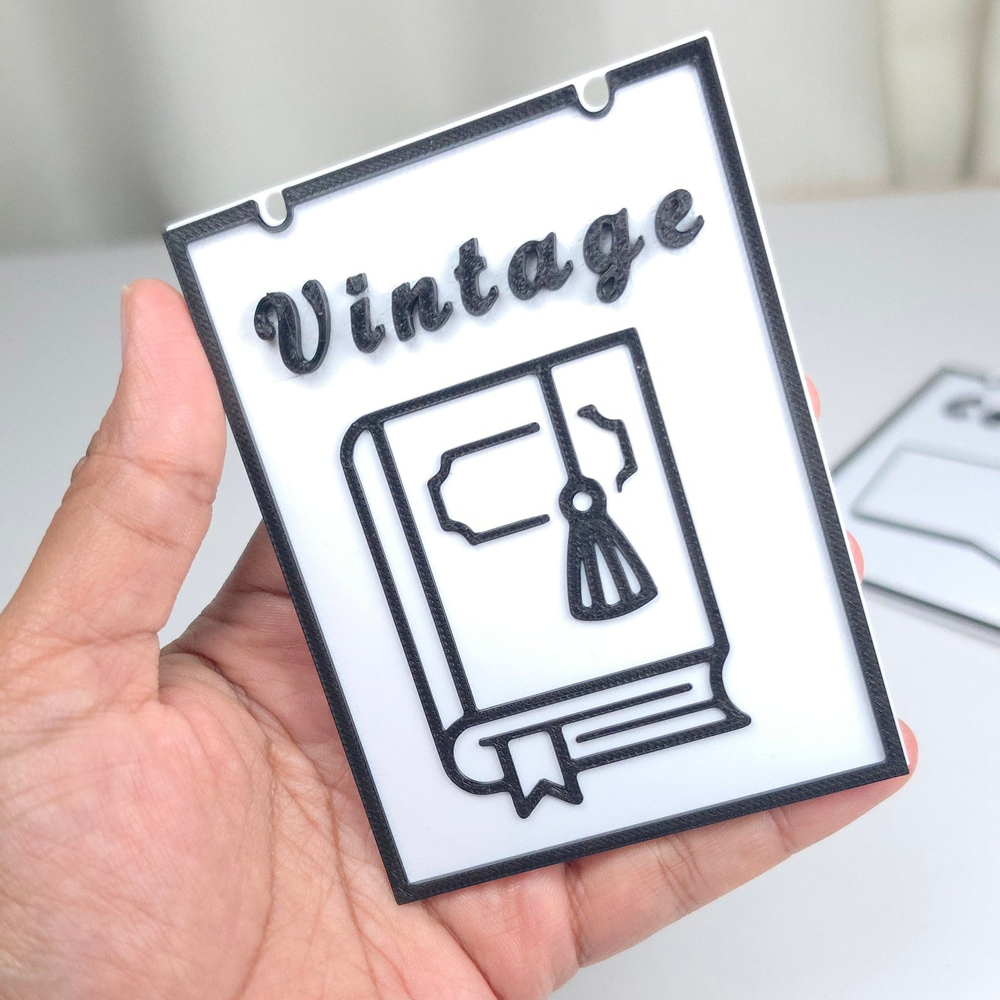 Bookshelf Vintage Genre Divider Sign | 3D Printed Bookish Shelf Sign | Book Organizer Black White Sign
