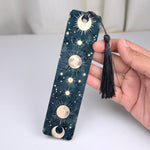 Premium Double-Sided Metal Bookmark | Glossy Book Lover Bookmark - Black Celestial