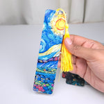Premium Double-Sided Metal Bookmark | Glossy Book Lover Bookmark - Starry Night Inspired