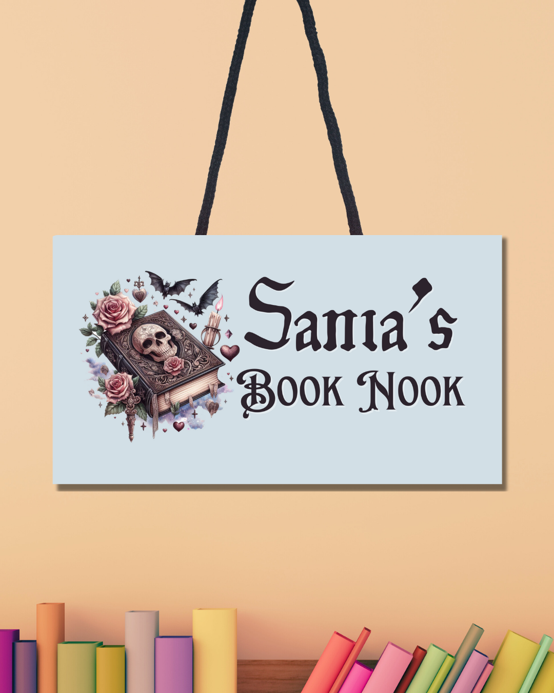 Personalized "Booknook" Hanging Board - Custom Name MDF Sign
