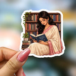Bookish Vinyl Holographic Sticker - Saree Girl Sitting