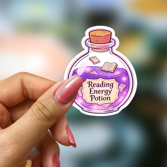 Bookish Vinyl Holographic Sticker - Reading Energy Potion