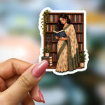 Bookish Vinyl Holographic Sticker - Saree Girl Standing Reading