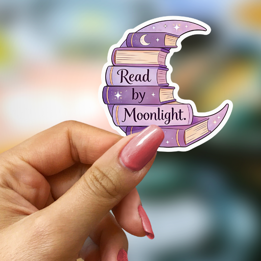 Bookish Vinyl Holographic Sticker - Read by Moonlight