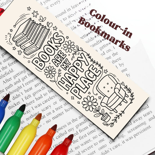 Diy Colouring Bookmark - Books are my Happy Place