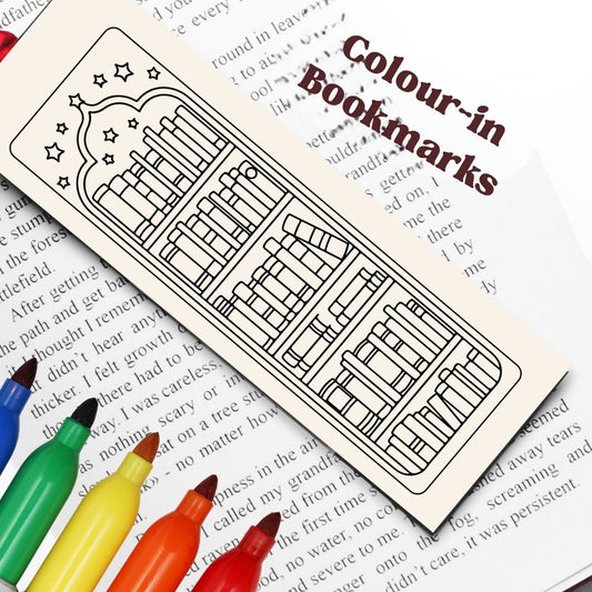 Diy Colouring Bookmark - Bookshelf