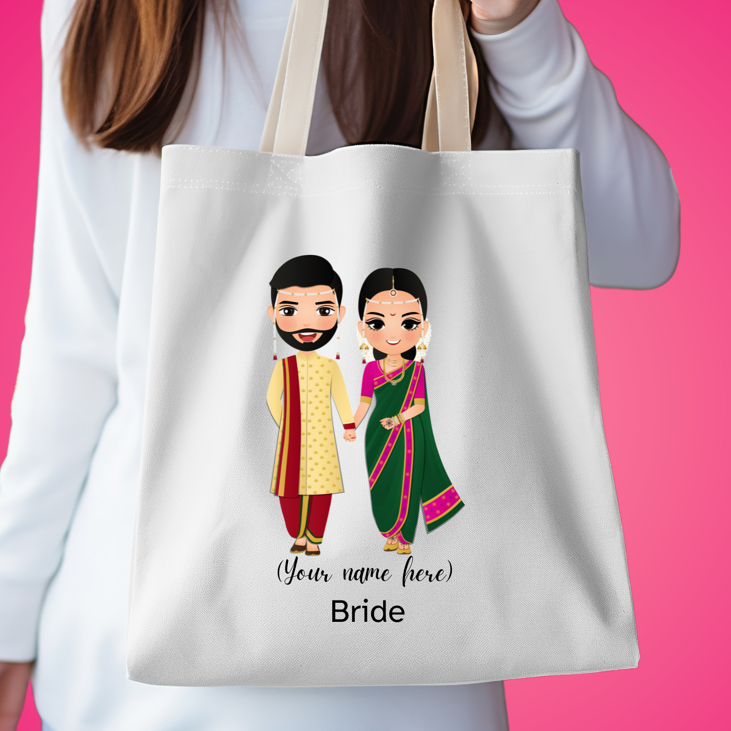 Canvas Tote Bag Personalised Bride's Tote by TuneeManee