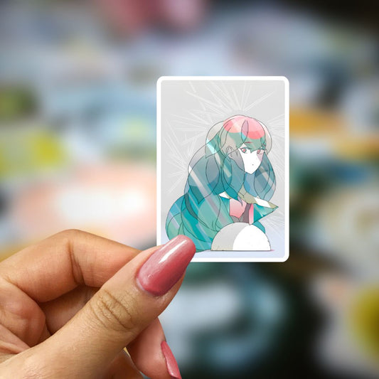 Bookish Vinyl Holographic Sticker - Manga - Houseki no Kuni - Statue Art Bust - Watermelon Tourmaline